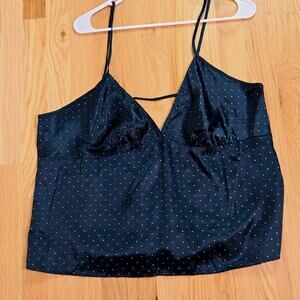 Linea Donatella women's Satin camisole dark green gold embellished dots sz XL